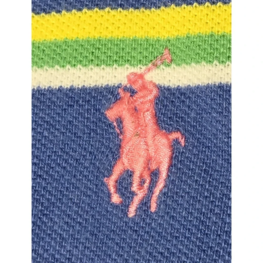 Polo Ralph Lauren Mens Small Striped Colorful Cotton Shirt Short Sleeve Vtg